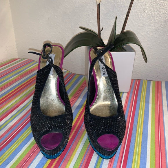 Steve Madden rhinestone color block heels - Picture 3 of 6